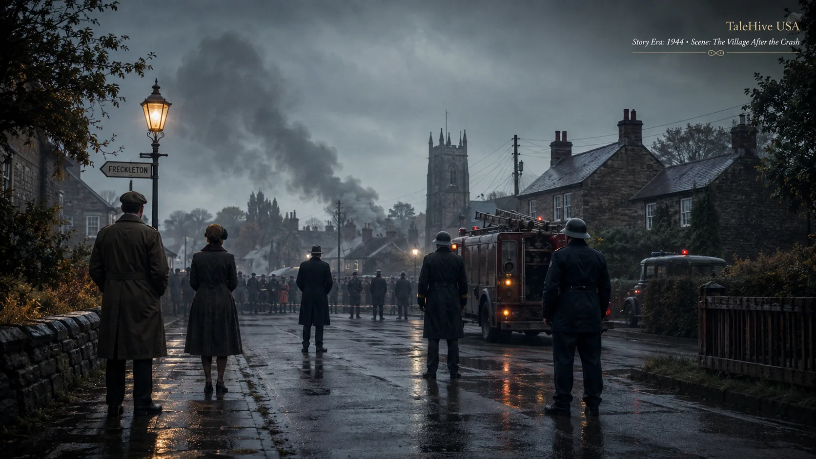 Cinematic reconstruction of the village emergency response in 1944; non-graphic