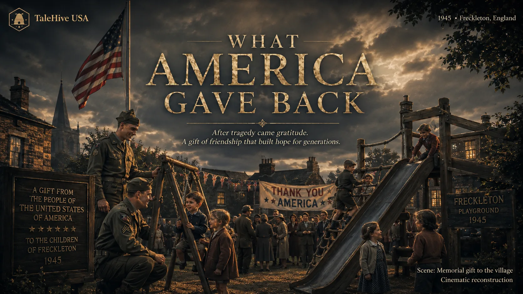 Cinematic reconstruction inspired by the American-funded memorial playground