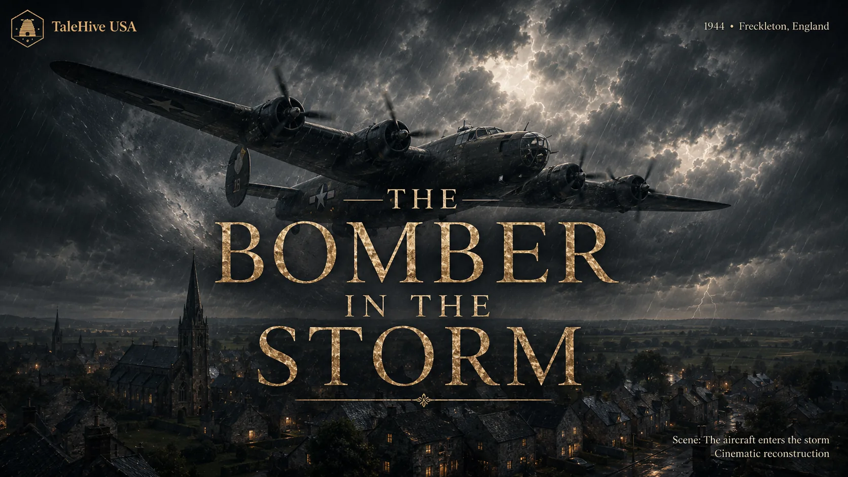 Cinematic reconstruction of a B-24 Liberator in a severe storm