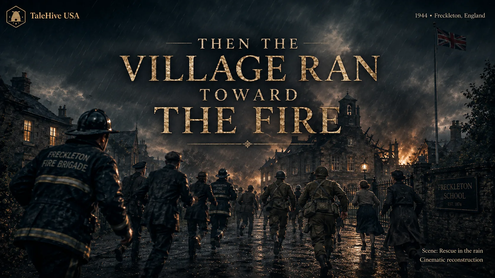 Cinematic non-graphic reconstruction of villagers and servicemen responding to the disaster